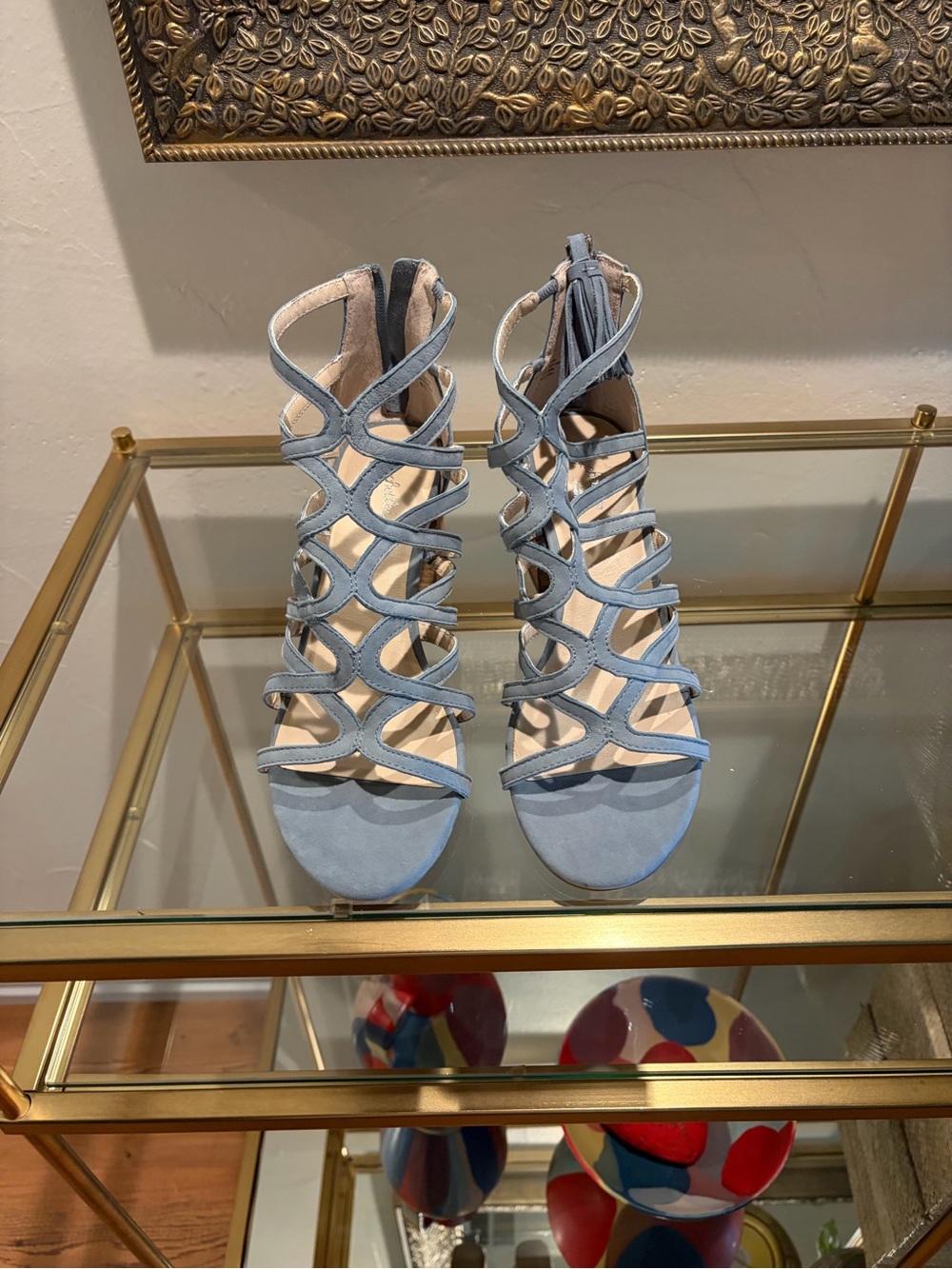 Seychelles Light Blue Suede Strappy Heeled Sandals
